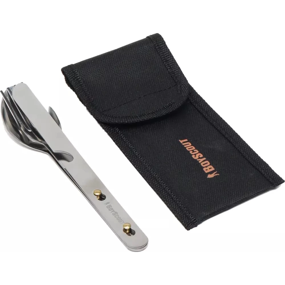 BoyScout g‘ilofli oshxona anjomlari to‘plami (vilka, qoshiq va pichoq) arzon