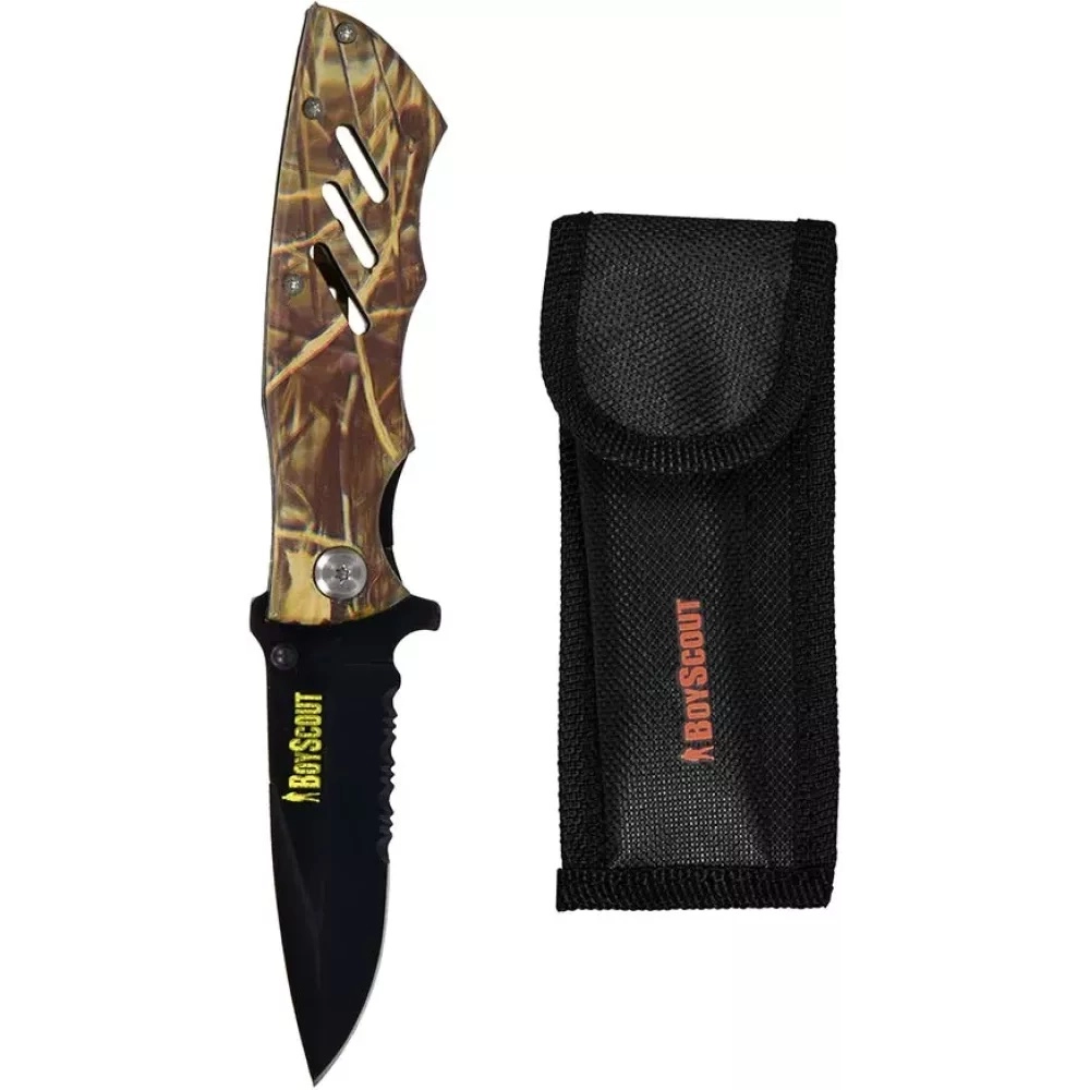 BoyScout avtomatik yig‘iluvchi pichog‘i, plastik tutqichli, g‘ilofli (11,5/20 sm) arzon