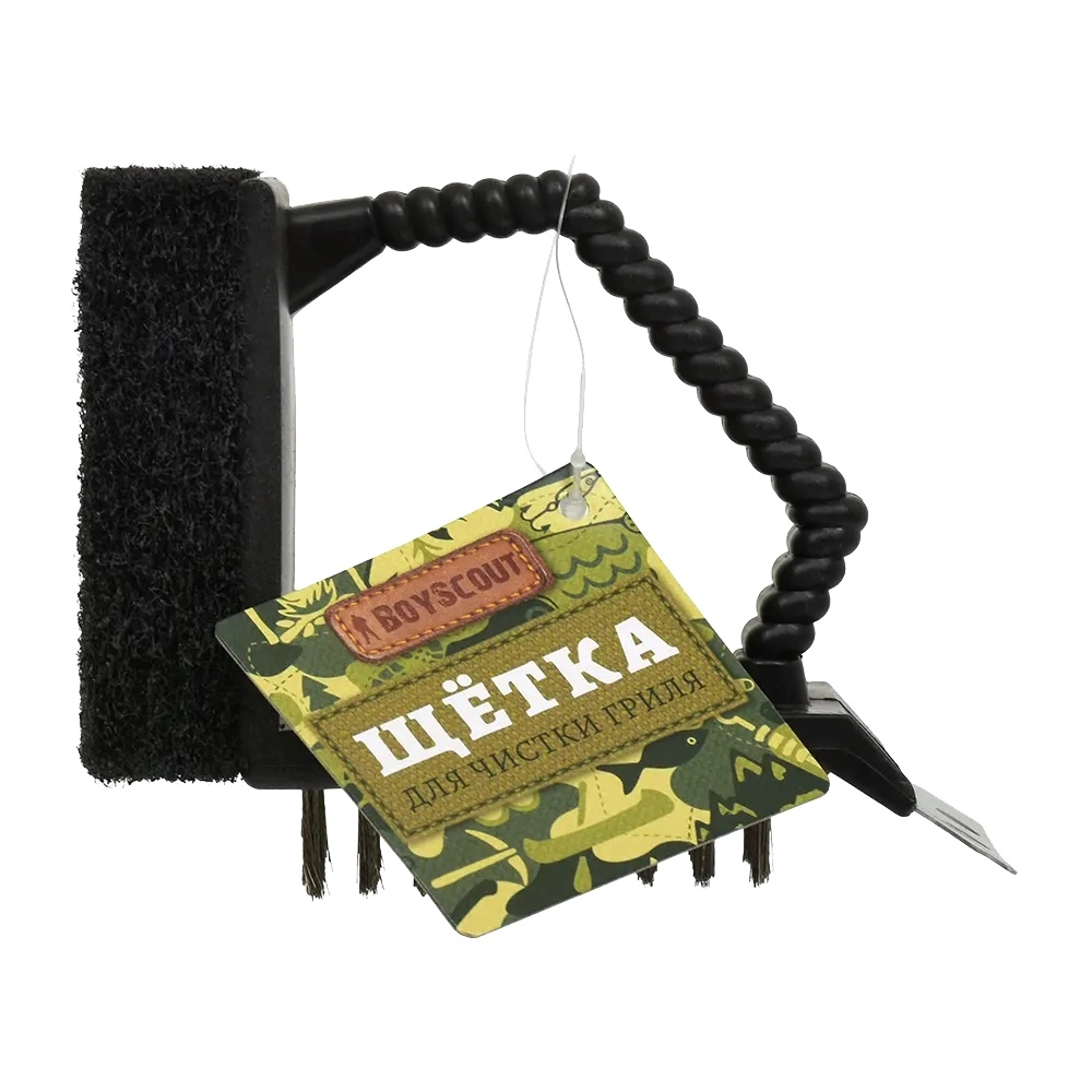 Щетка-скребок 3в1 для чистки гриля, мангала, решеток BoyScout недорого