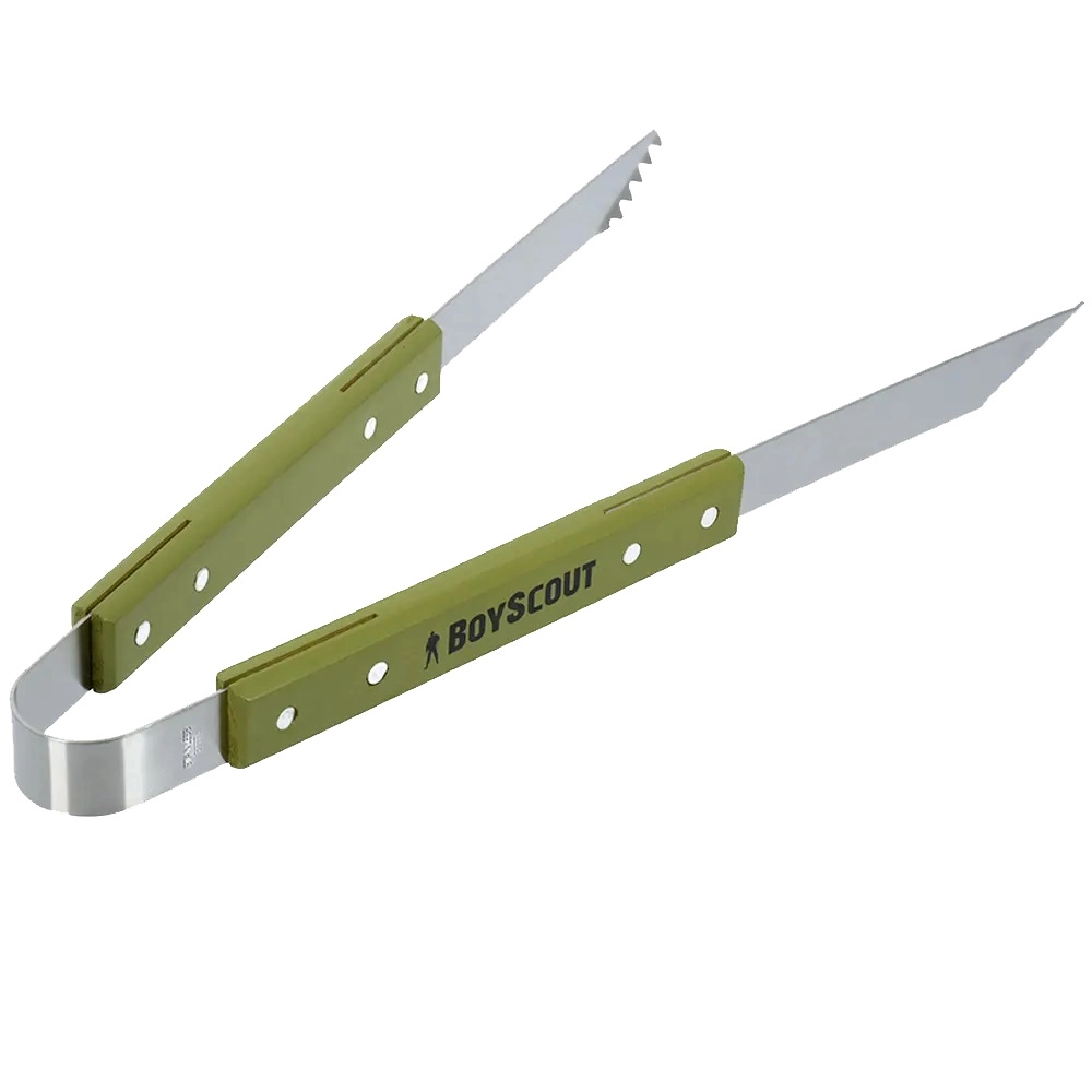 BoyScout qisqichi, 30 sm (gril, barbekyu uchun, zanglamas po‘latdan, yog‘och tutqichli, 39 sm) arzon