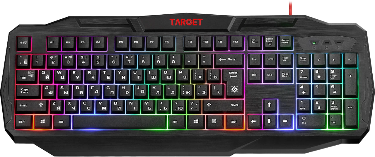 Defender Target MKP-350  (klaviatura, sichqoncha, naushnik + gilamcha) qora  o'yinlar to'plami arzon