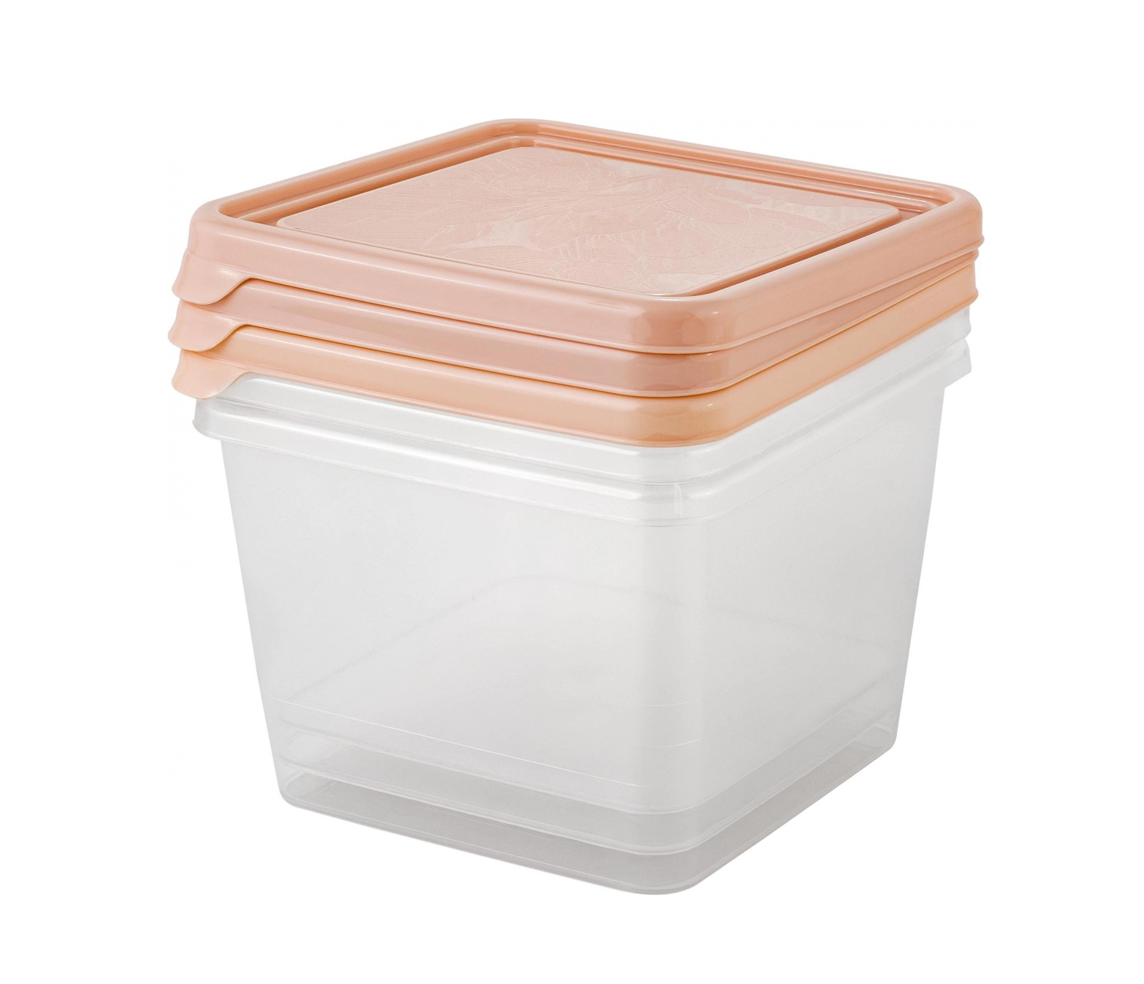 Набор контейнеров для продуктов Plast Team HELSINKI, для заморозки, 0,75л, квадратный персиковая карамель купить