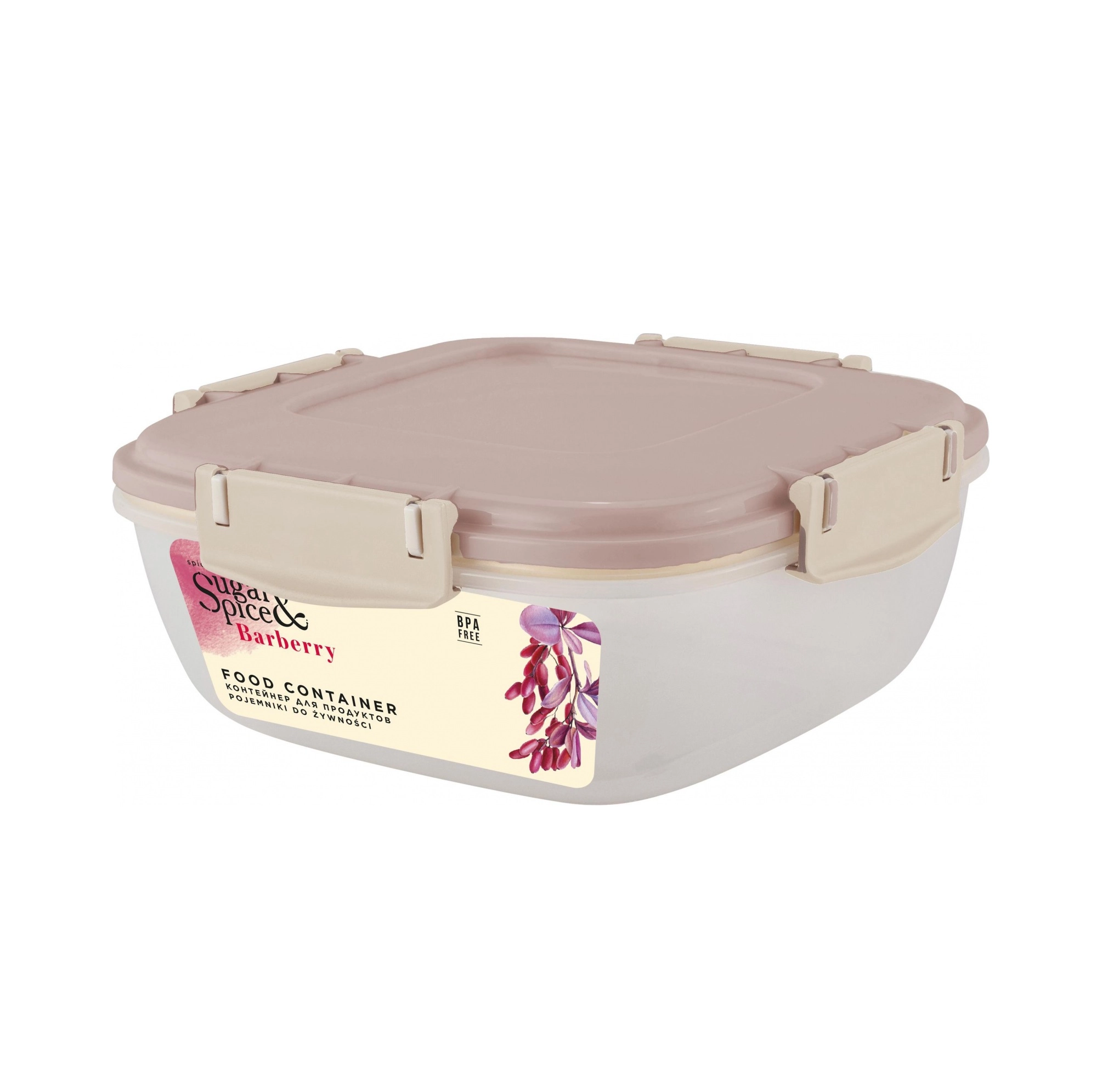 Sugar&Spice Barberry mahsulotlari uchun konteyner, qulfli, germetik, 0,7 litrlik, kvadrat shaklli, 165x165x70 o&lsquo;lchamli, latte rangli sotib olish