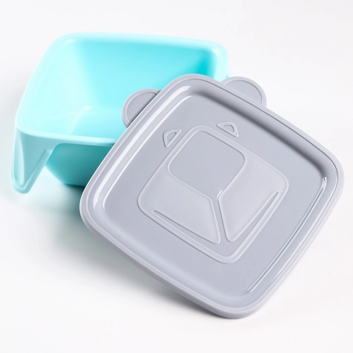 Тарелка Lalababy Play with Me Teddy с мягкой крышкой серое пёрышко недорого