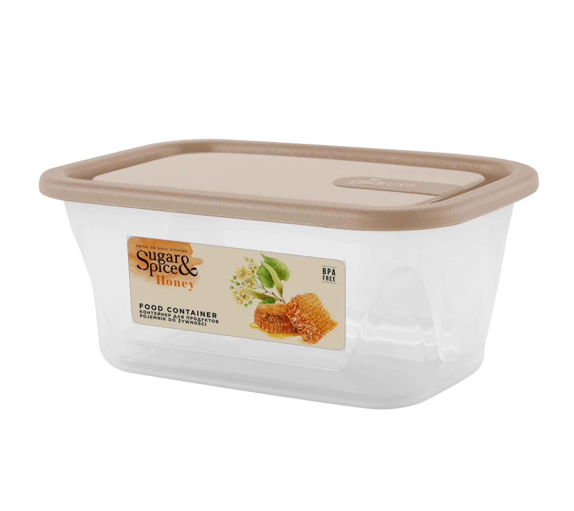 Контейнер для продуктов Sugar&Spice Honey, с крышкой, 0,2л, прямоугольный латте купить