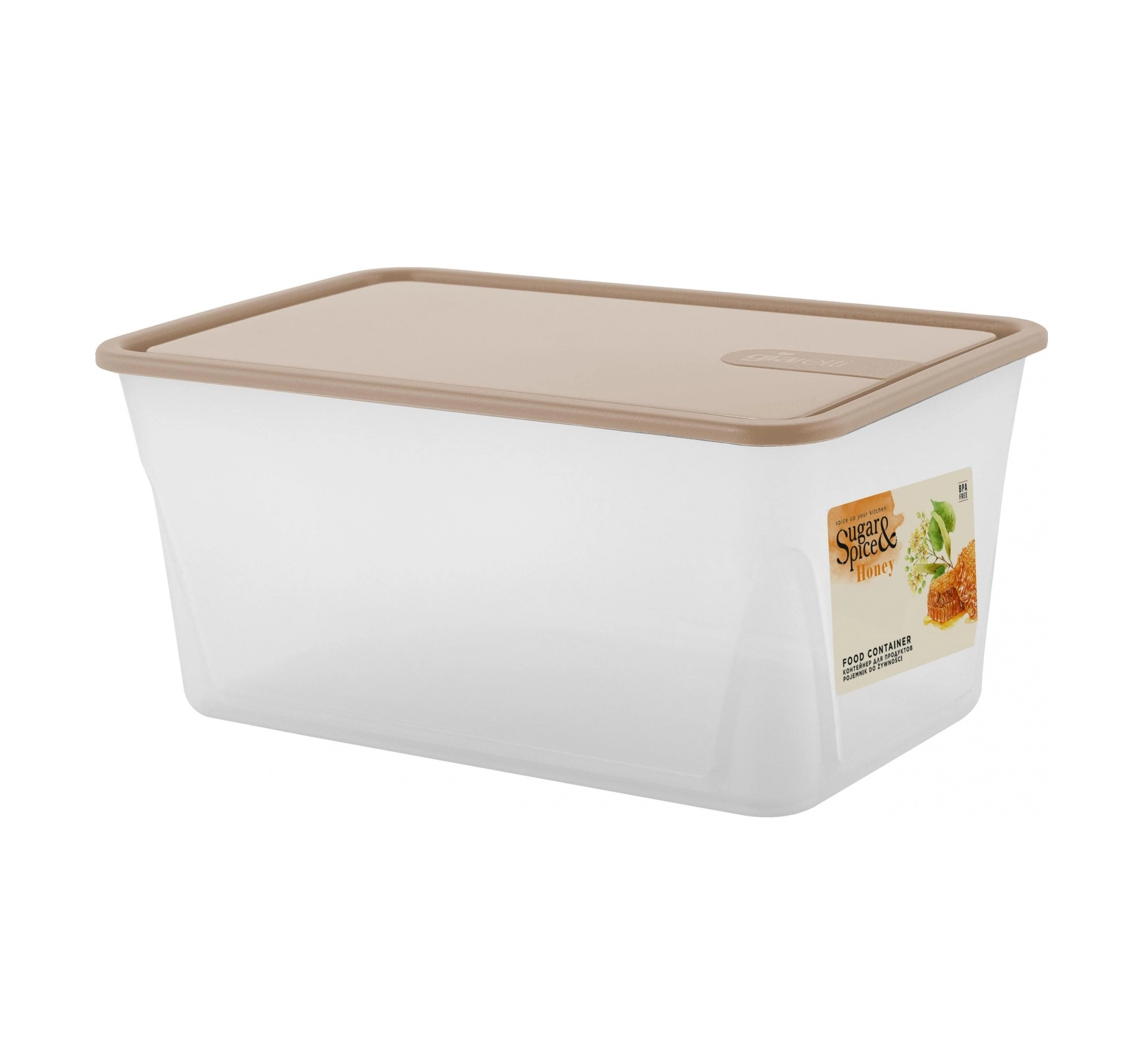 Контейнер для продуктов Sugar&Spice Honey, с крышкой, 2,1л, прямоугольный латте купить