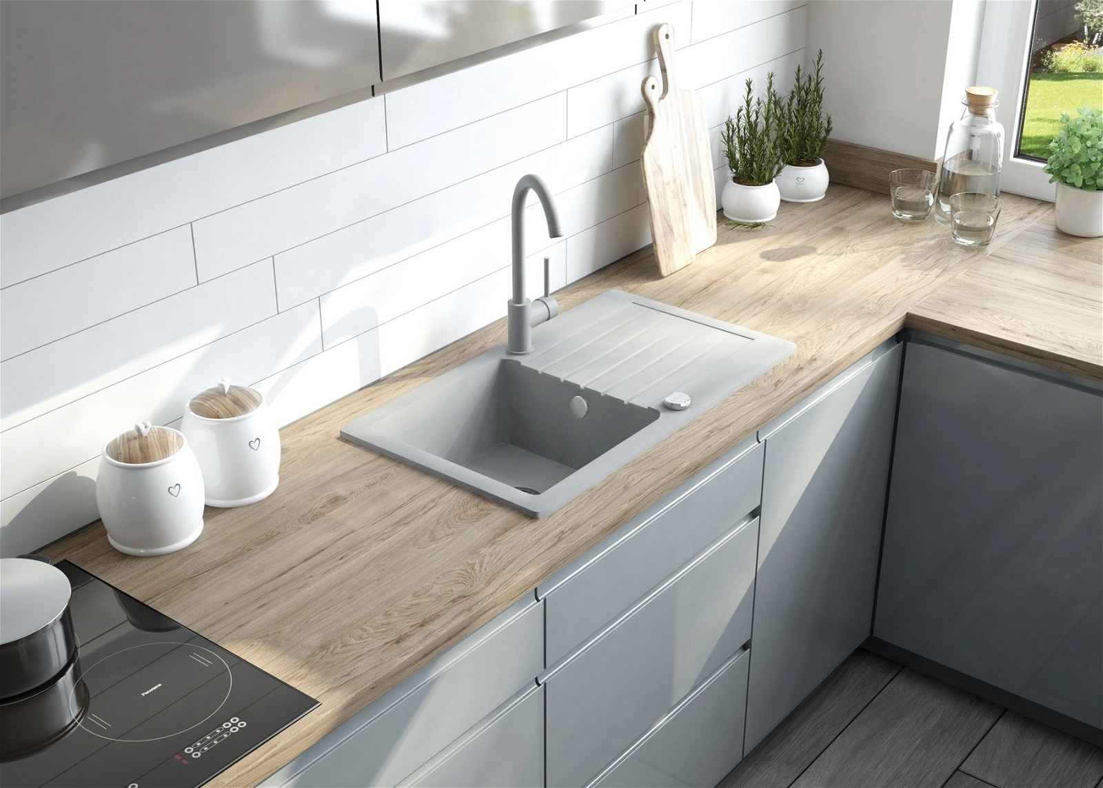 Кухонная мойка со смесителем Deante ZORBA Антрацит (с осушкой) arzon