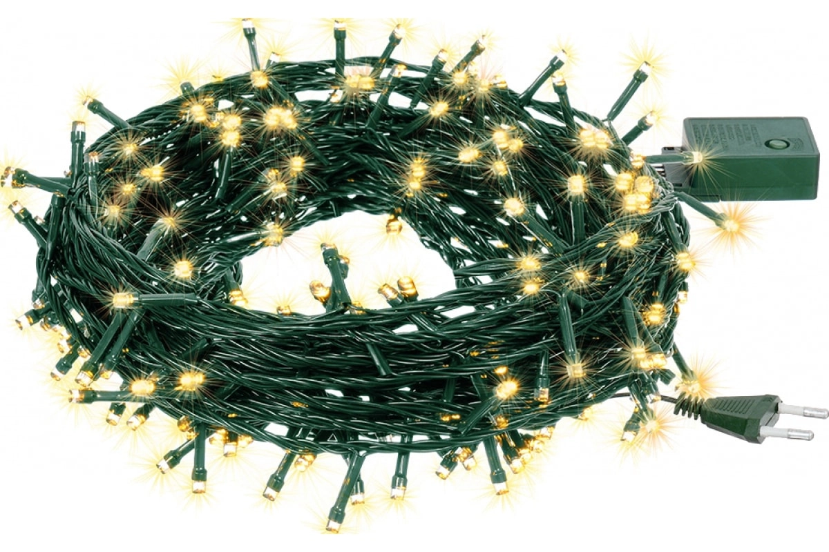 Гирлянда VEGAS Нить 100 теплых LED ламп контроллер 8 режимов зеленый провод arzon