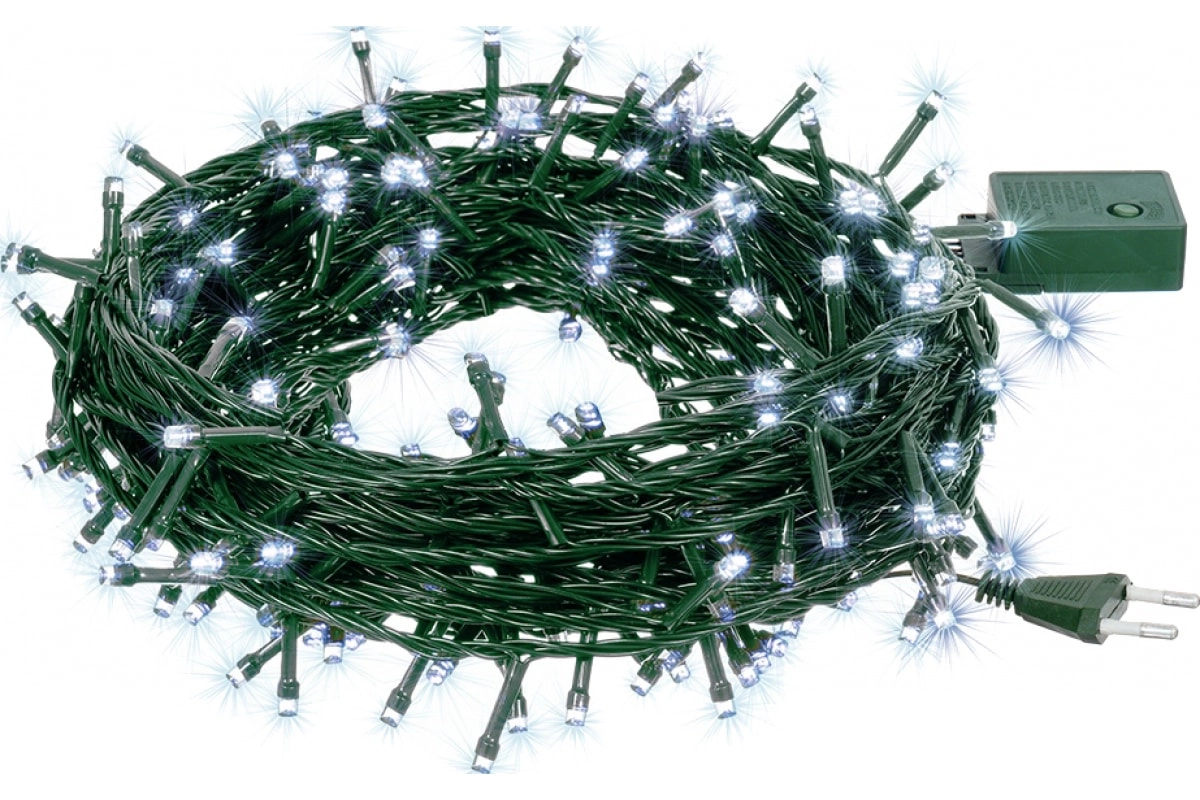 Гирлянда Vegas нить 100 холодных ламп контроллер 8 режимов зеленый провод arzon