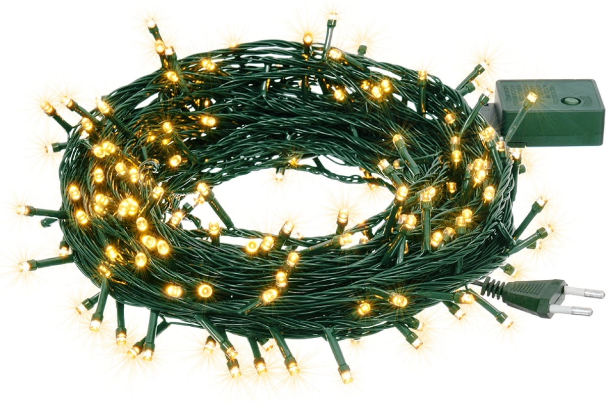 Гирлянда Vegas нить 50 теплых ламп контроллер 8 режимов зеленый провод arzon