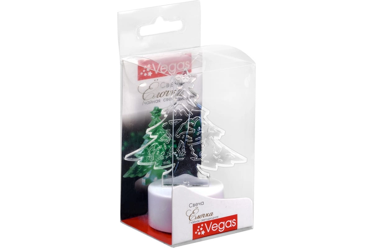 Светодиодная чайная свеча VEGAS Елочка 6х8см, зеленое свечение, с батарейкой arzon