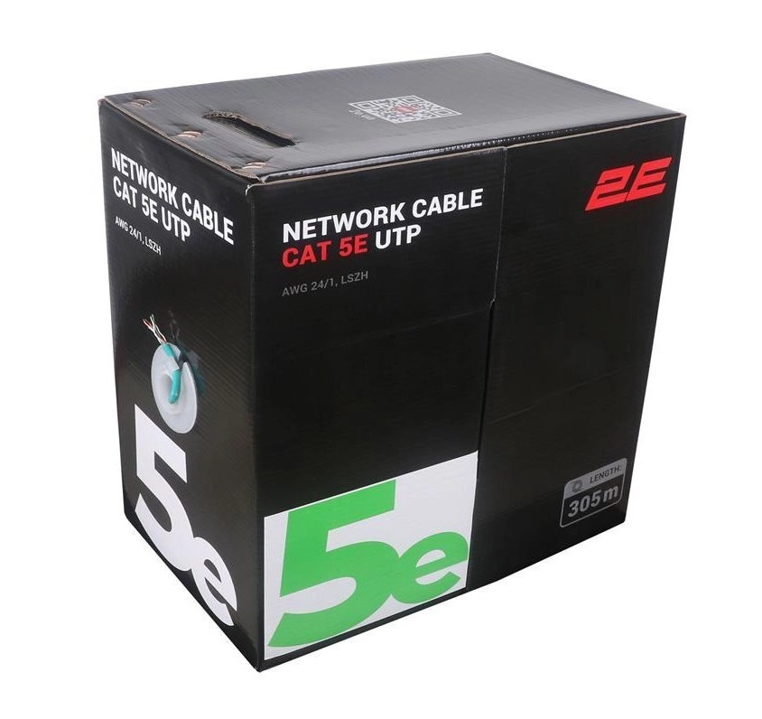 Kabel 2E CAT 5e, U-UTP, 305м, AWG 24/1, LSZH, yashil sotib olish
