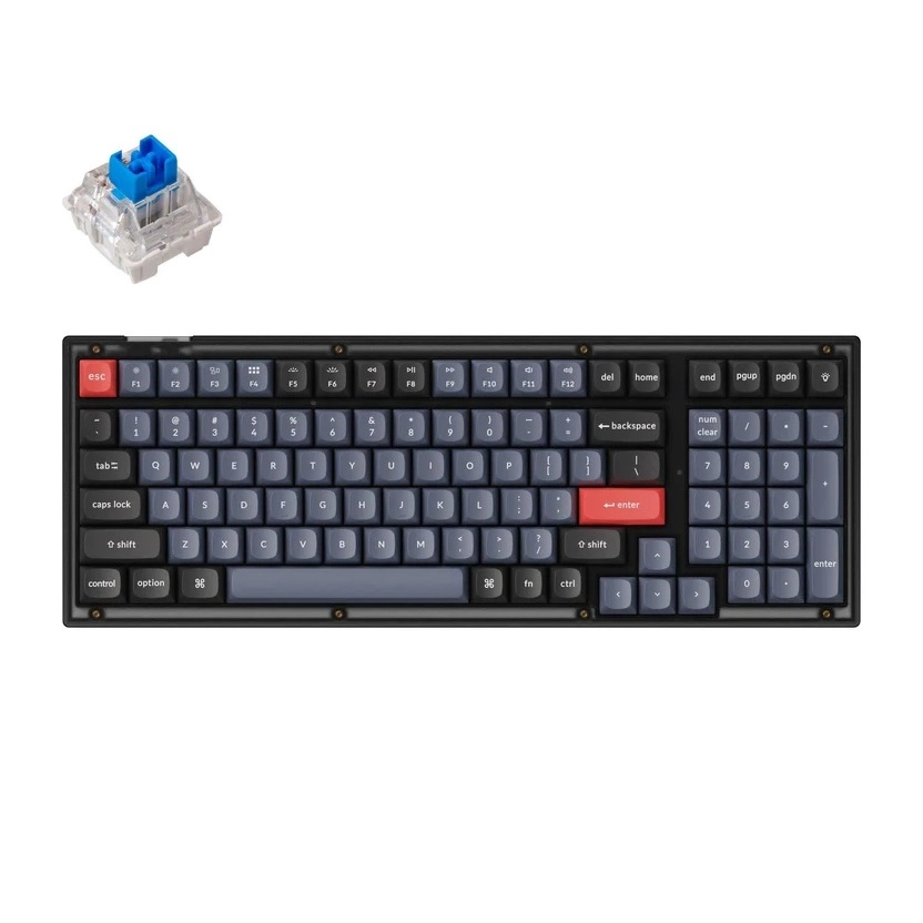 Klaviatura Keychron V5 100Key, K Pro Blue, Hot-Swap, QMK, USB-A, EN/UKR, RGB, Frosted Black sotib olish