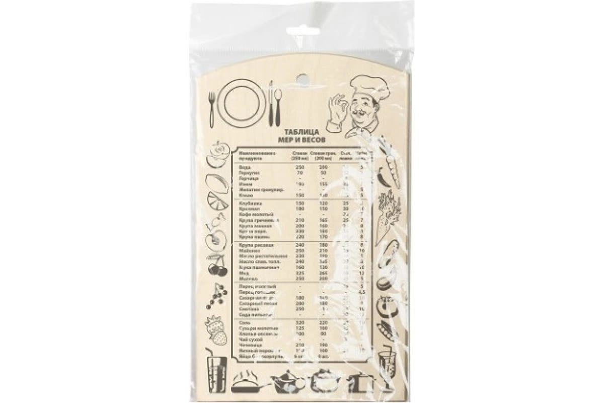 Деревянная разделочная доска MARMITON Таблица мер и весов 30х18,5 см 17036 arzon