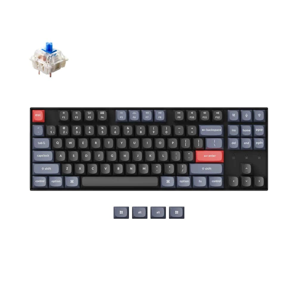 Klaviatura Keychron K8 87Key, Gateron G Pro Blue, Hot-Swap, BT/USB-A, EN/UKR, White Led, Черный arzon
