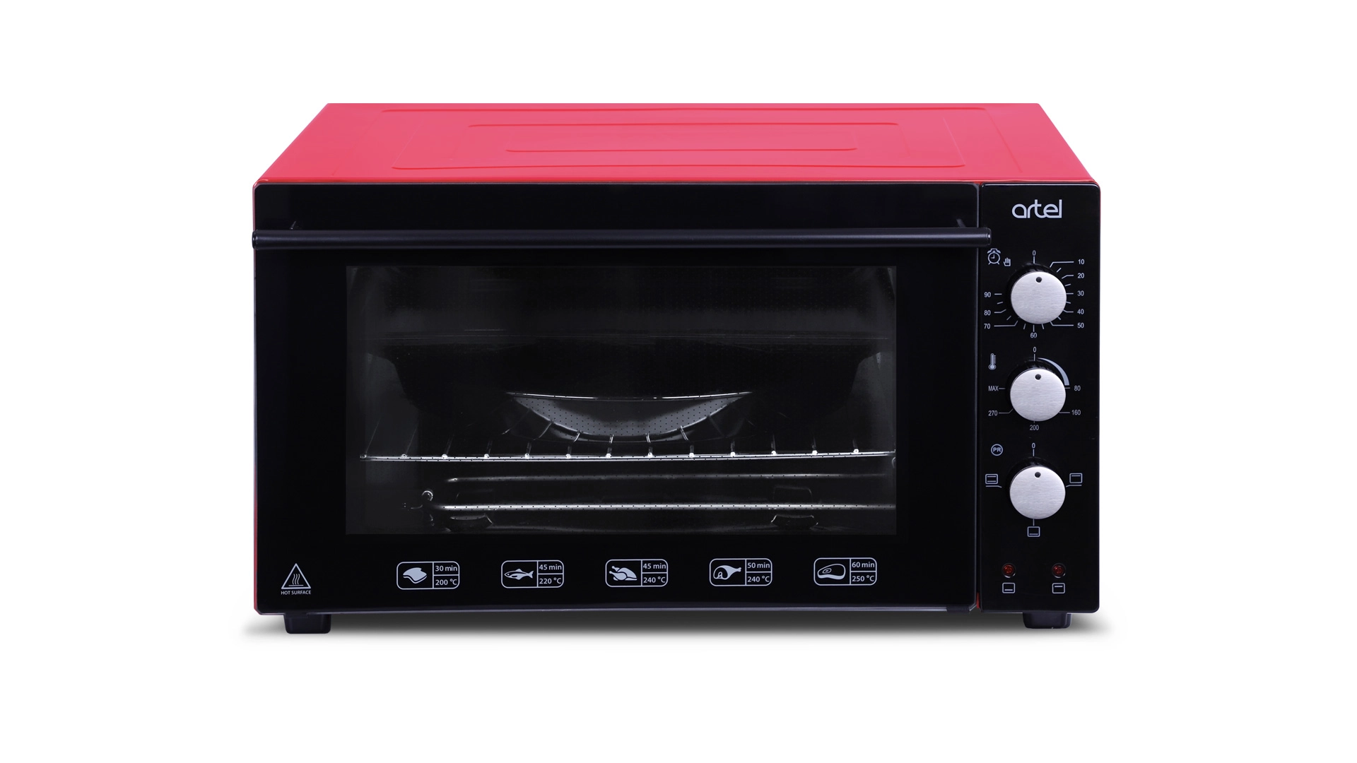 Mini-pech Artel MD-4218 E (Iqtisodiy, lampali) Qora-qizil arzon