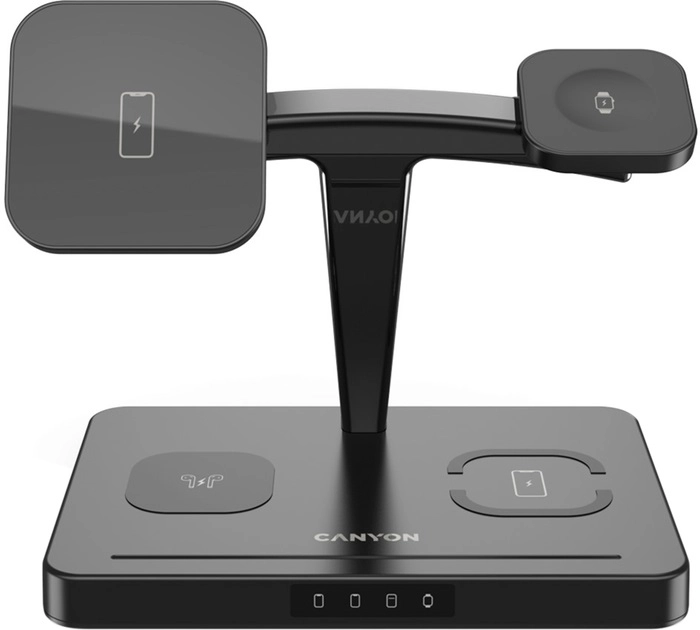 Беспроводное зарядное устройство Canyon WS-404 4 в 1 QI Black недорого