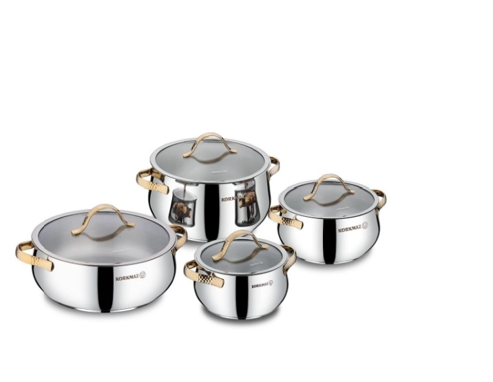 Korkmaz Samara 8 qismli idishlar to'plami (tilla rangli) (A1964-1) sotib olish