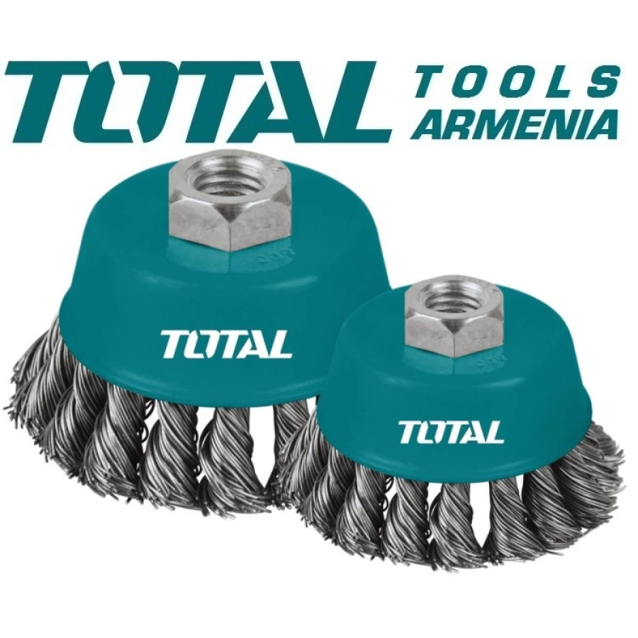 Проволочная щетка с плетеной чашкой TOTAL 100 мм TAC32041 недорого
