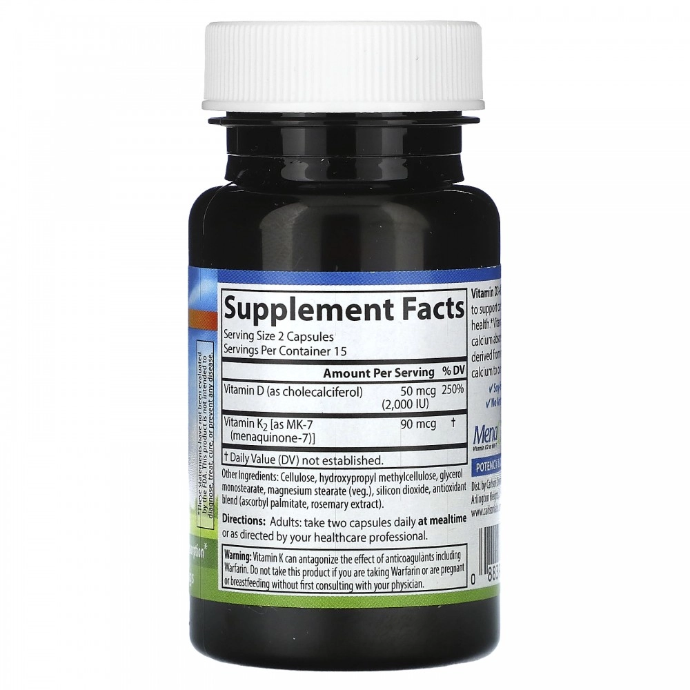 Carlson, Vitamin D3 + K2, 30 vegetarian kapsulalar (10600) sotib olish
