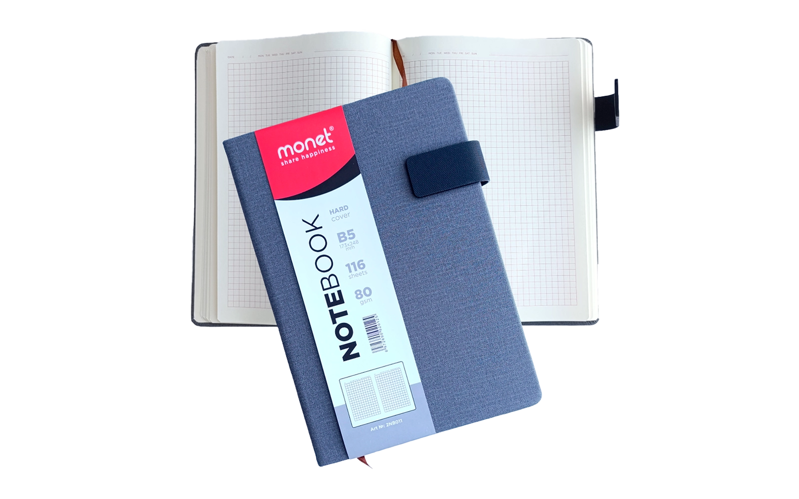 Блокнот с застежкой в 3х цветах, формат А5, клетка, 116 страниц 80gsm 2NB010 (1/80) купить