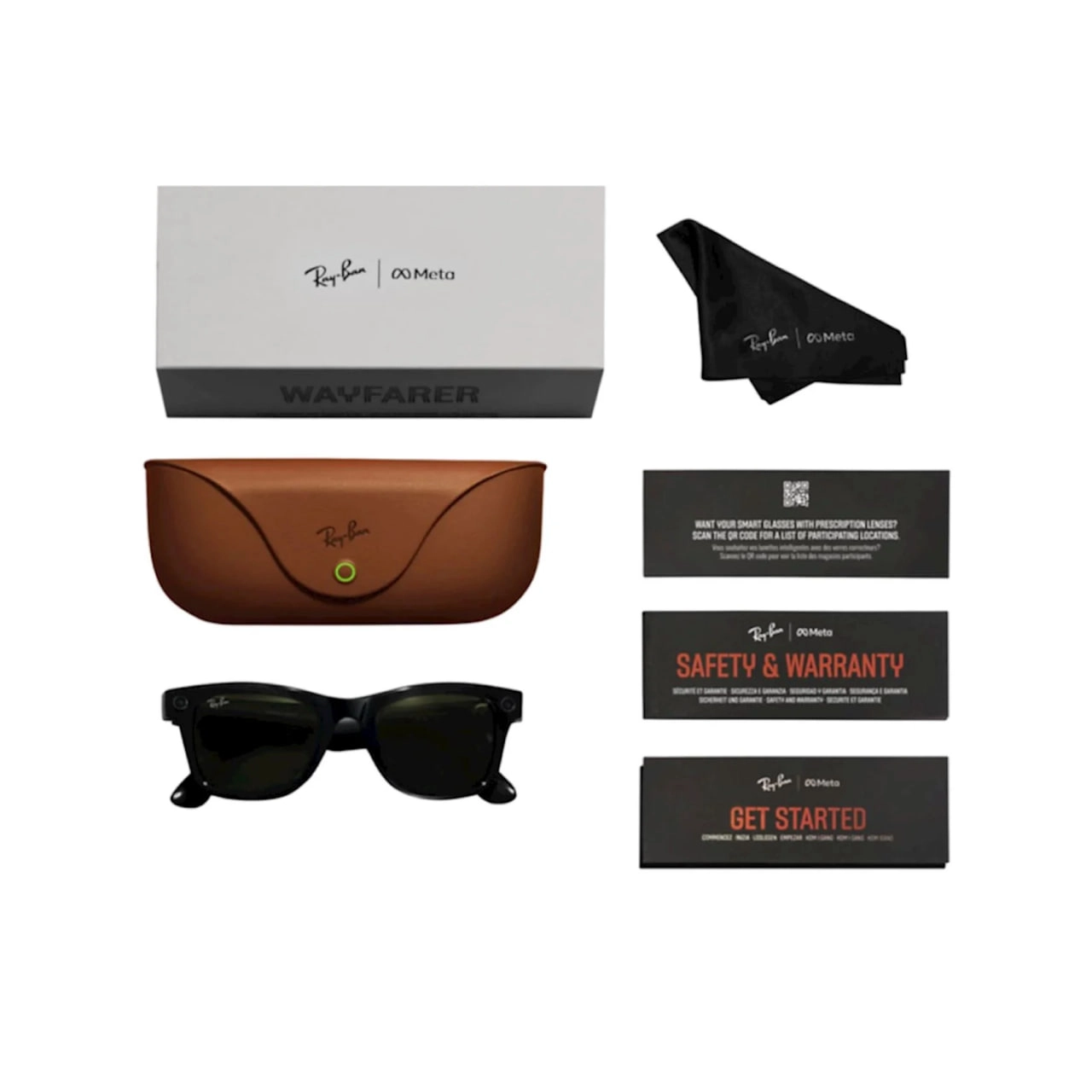 Ray-Ban Meta Wayfarer RW4012 (Gen 2) Shiny Black yashil linzali aqlli ko'zoynaklari rasm bilan