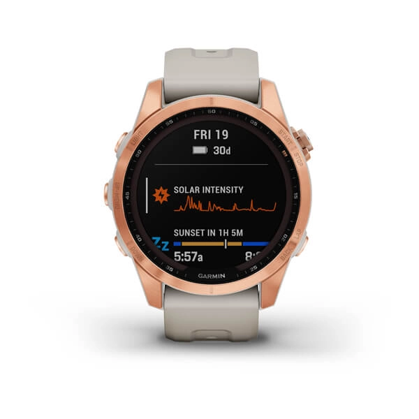 Garmin FENIX 7S Solar Rose gold smart-soati xususiyatlar