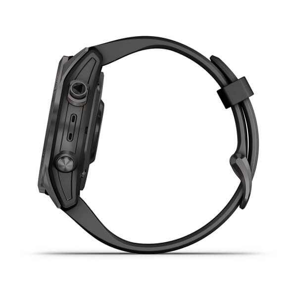 Garmin FENIX 7S Sapphire Solar titan-ko‘mir-kulrang DLC silikon tasmali smart soati xususiyatlar