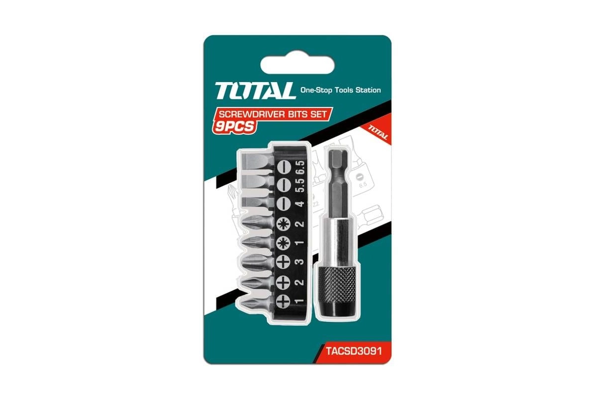 Набор бит с держателем 9 шт TOTAL TACSD3091 купить