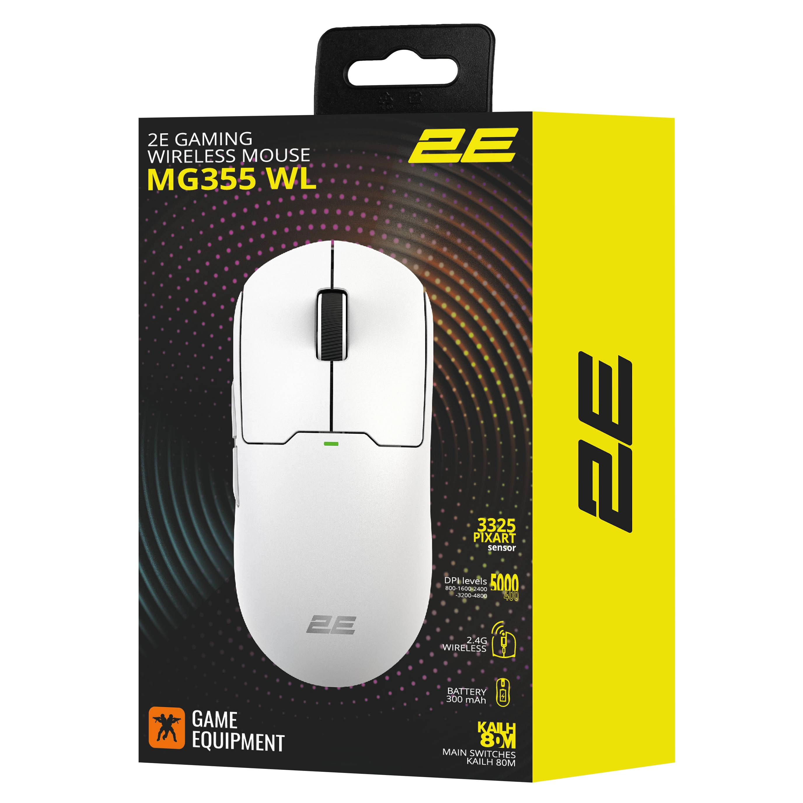 2E GAMING MG355 WL, RGB, USB-A/WL sichqonchasi, White xususiyatlar