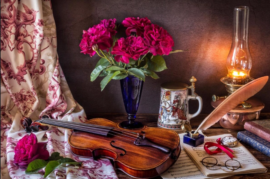 Рисование по номерам "Гитара с цветами" (40x50 см) купить