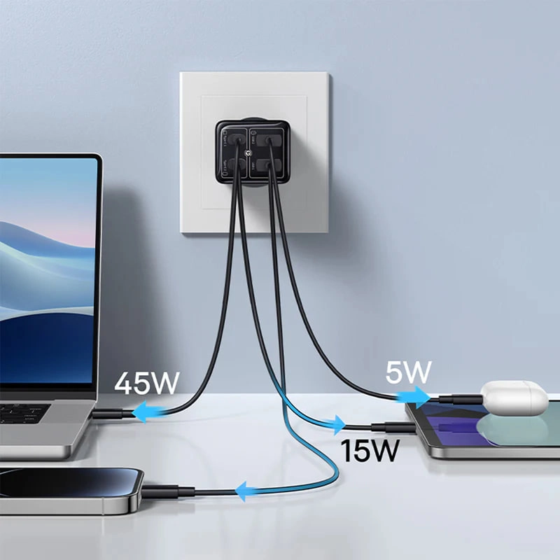 Baseus Gan6 Pro 65W Black USB(2x) Type-C(2x) zaryadlash qurilmasi - rasm №6 Baseus Gan6 Pro 65W Black USB(2x) Type-C(2x) zaryadlash qurilmasi bo'lib to'lash
