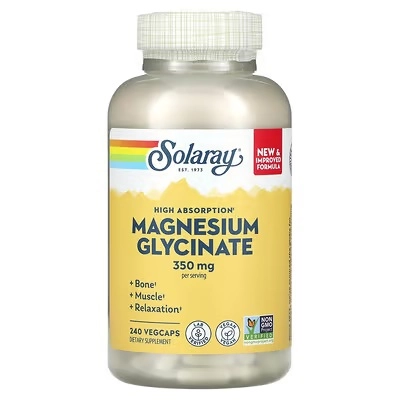 Solaray, Magniy Glysinat, Yaxshi So'rilish Uchun, 350 mg, 240 Vegetarian Kapsulalari (89504) sotib olish