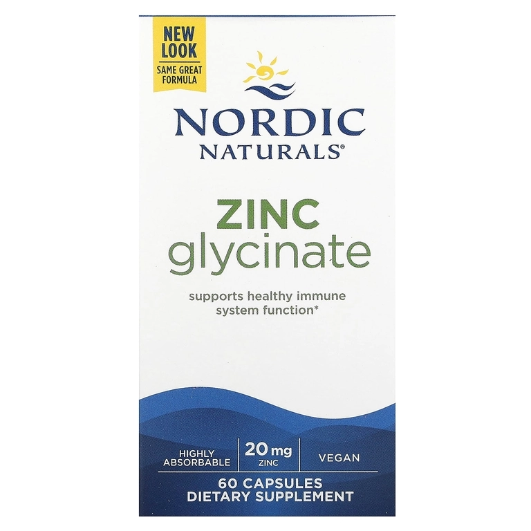 Nordic Naturals Zinc Glycinate 20 mg (глицинат цинка, 60 капсул) (01536) купить