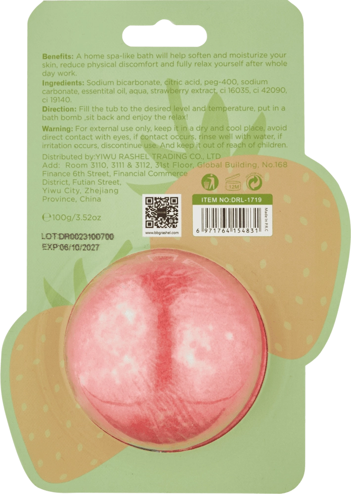 Бомбочка для ванны STRAWBERRY BATH BOMB 100GR недорого