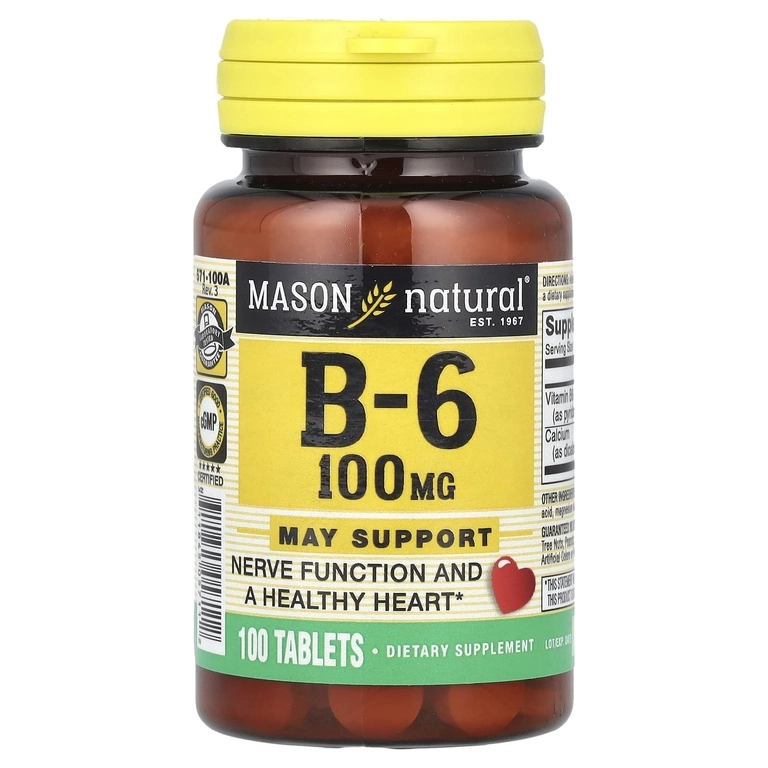 Mason Natural, Витамин В6, 100 мг, 100 таблеток (05711) купить