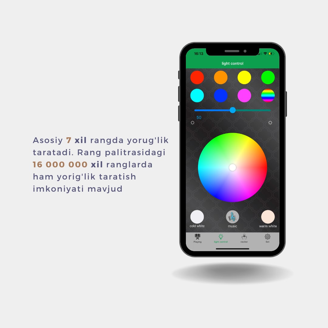 Qur&rsquo;on taratuvchi displeyli chiroq (Al-Huda 701) xususiyatlar