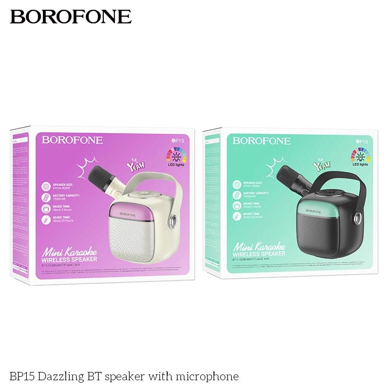 Портативная колонка с микрофоном Borofone BP15 черный в Узбекистане