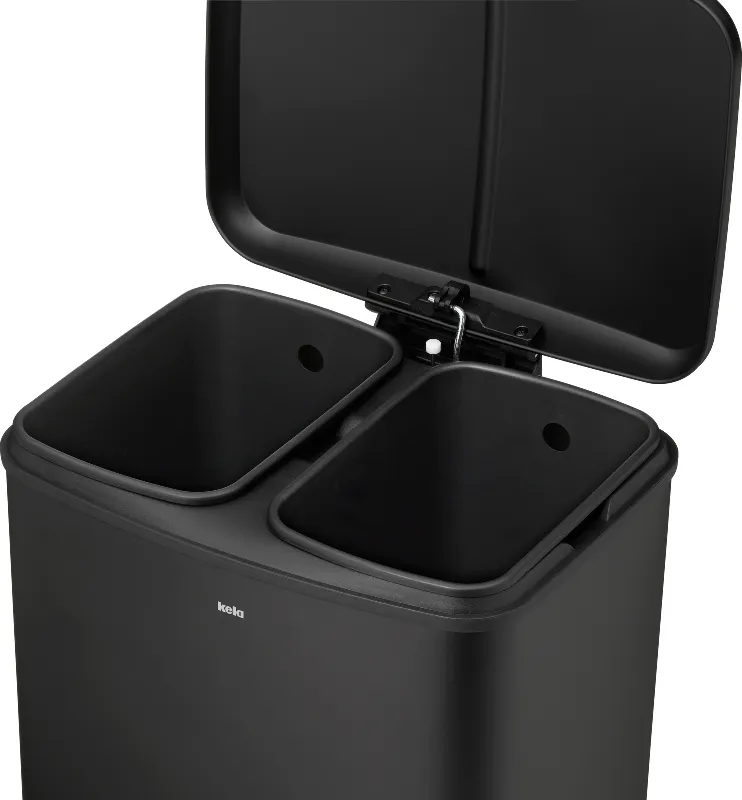 Ведро для мусора KELA Davino с педалью черное, 2х12 л, 2 отдела в Узбекистане