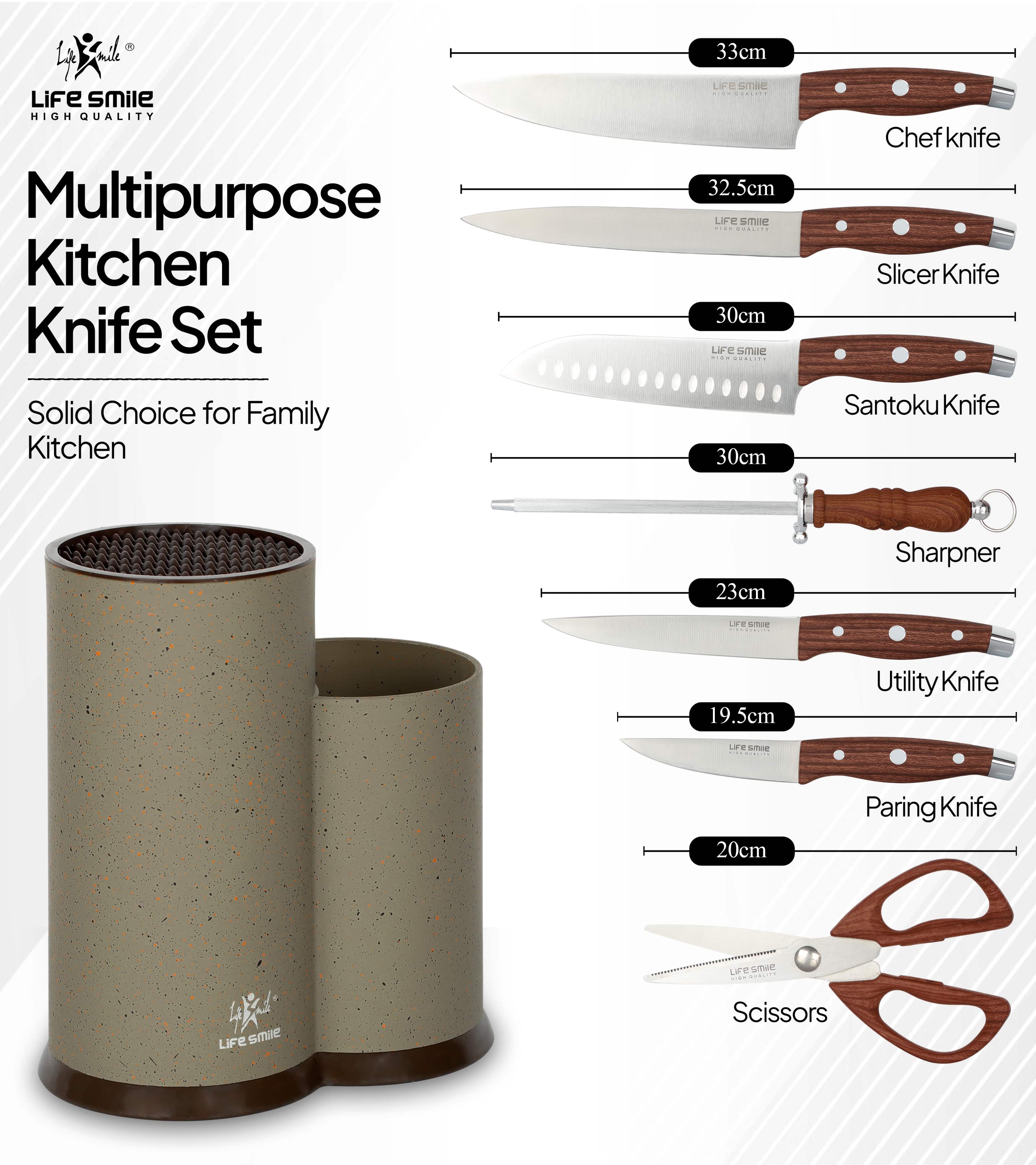 Набор ножей от Life Smile (8 предметов круглый) недорого