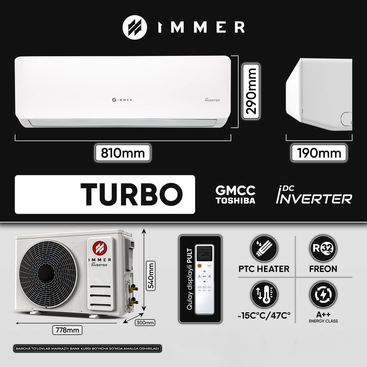 Konditsioner Immer Turbo 12 DC Inverter arzon