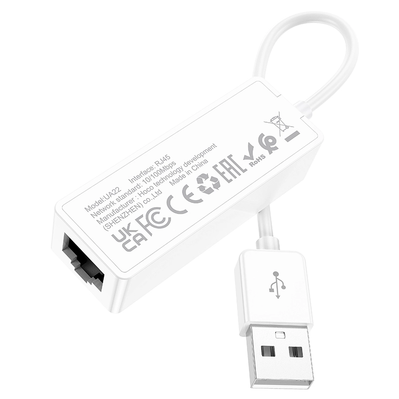 Hoco UA22 USB RJ45 oq internet adapteri (100Mbps) O'zbekistonda