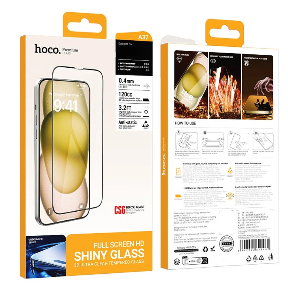 Hoco A37 iPhone 15 Pro uchun himoya oynasi sotib olish