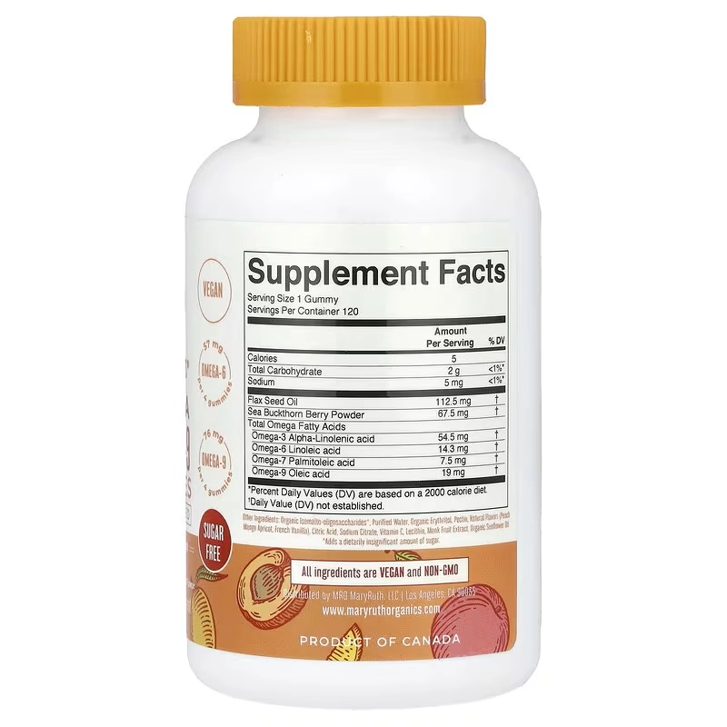 MaryRuth's, омега 3-6-7-9, жевательные таблетки, со вкусом персика, манго и абрикоса, 120 жевательных таблеток (70012) недорого