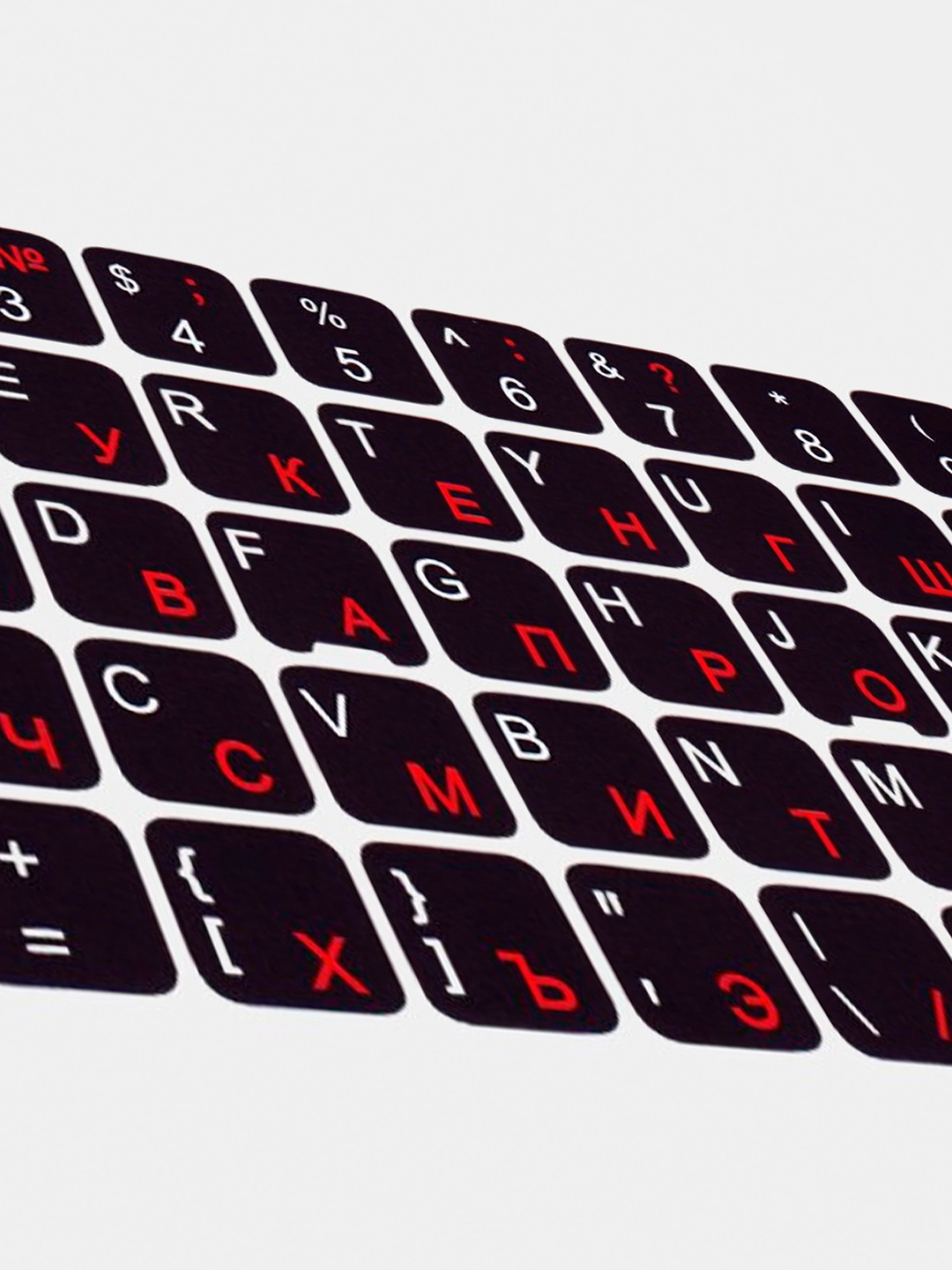 Klaviatura uchun ruscha harfli nakleykalar (qizil-oq) arzon