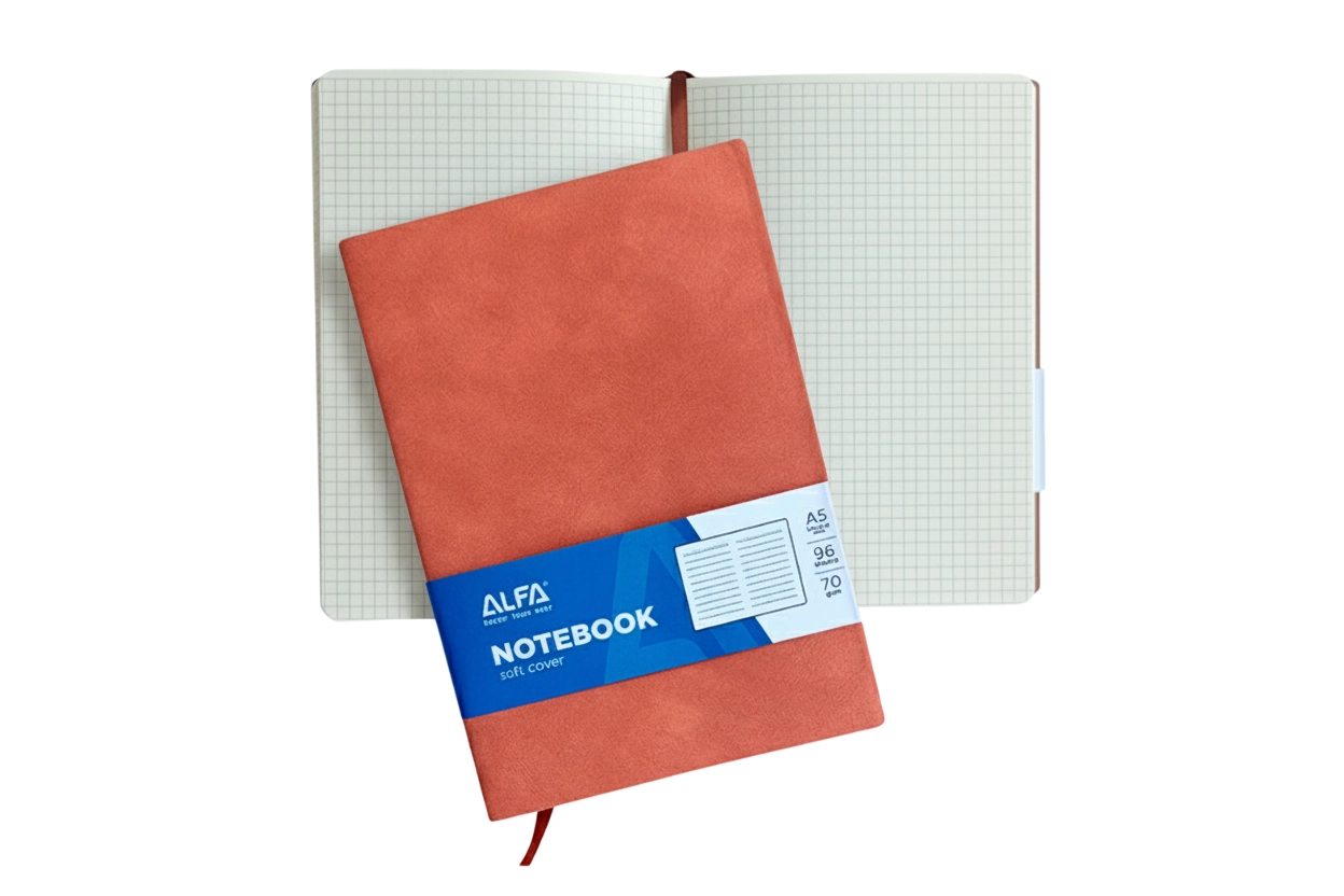 PVX muqovali bloknot, katakli, 3 xil rangda, qog&lsquo;oz tasmali, A5 formatda, 96 bet 70gsm 1NB001 (1/100) sotib olish