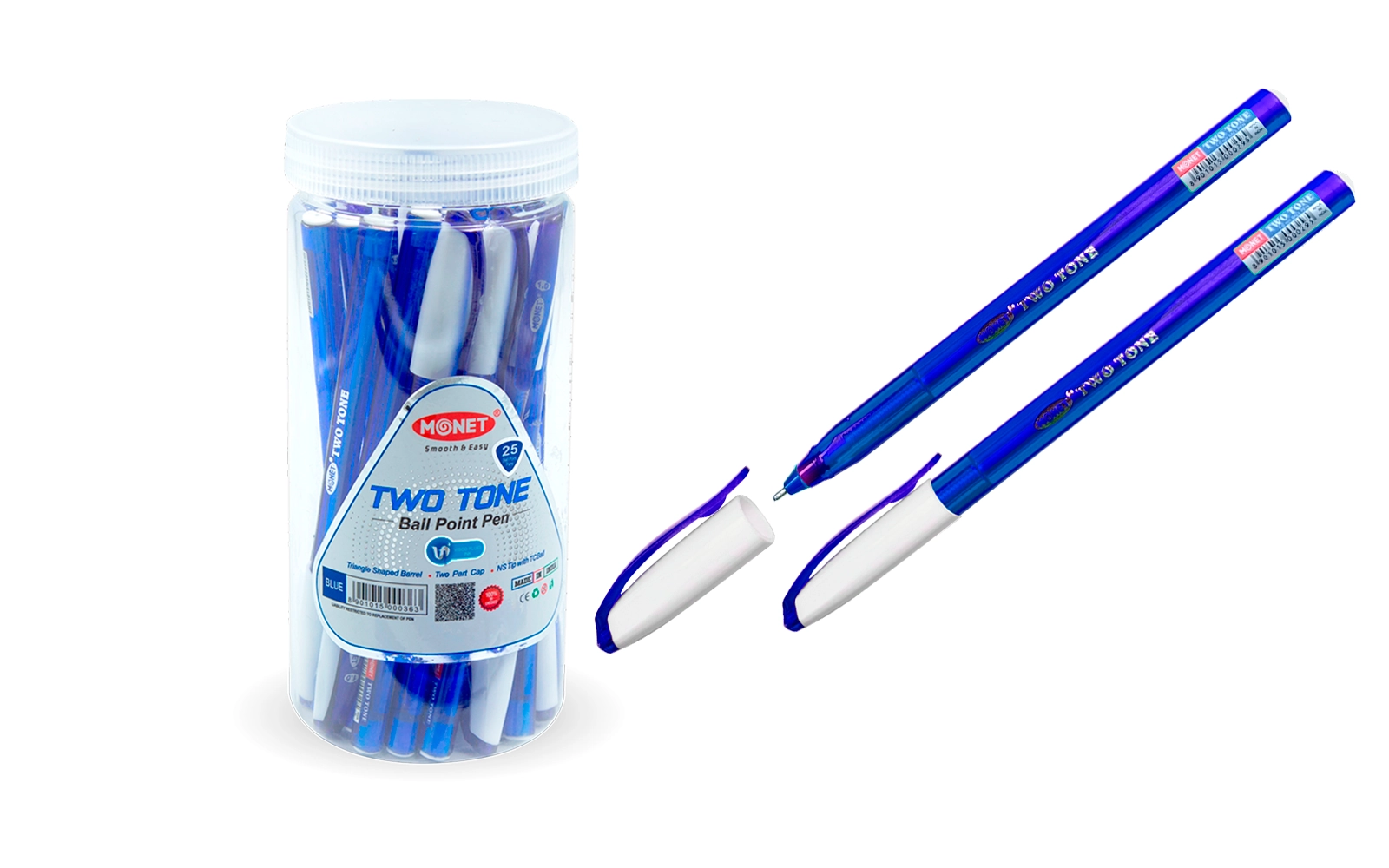 Шариковая ручка Monet MBP001, синяя, с белым колпачком и синим корпусом купить