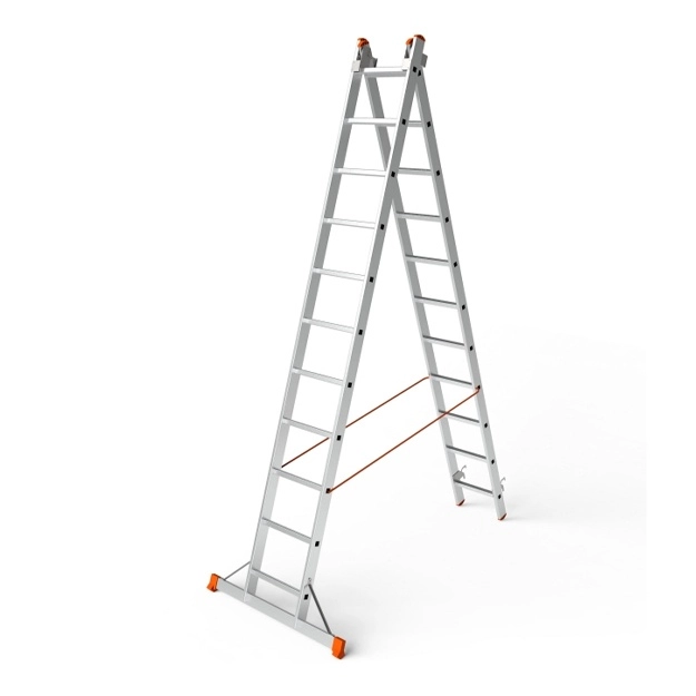 Лестницы Sarayli индустриального типа двухсекционная алюминиевая 2x12 купить