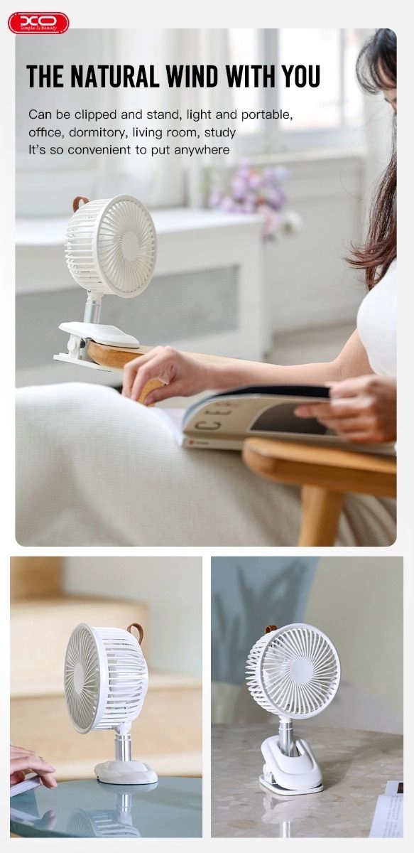 DCO XO-MF73 Mini Fan oq mini ventilyator bo'lib to'lash