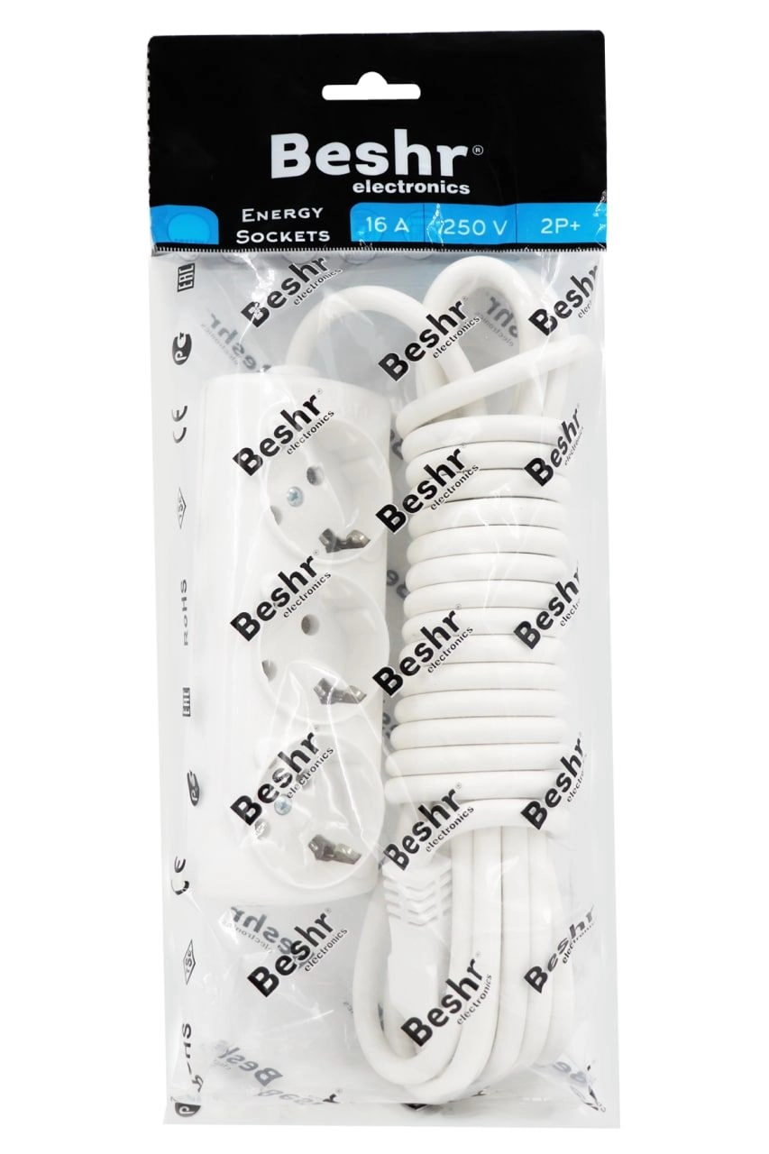 Удлинитель с заземлением Beshr NINEBOT 3x3м White купить